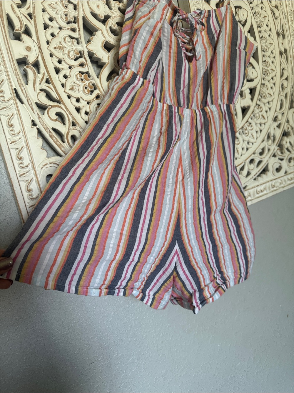 Roxy Multicolor Striped Spaghetti-Strap Romper - Picture 5 of 15